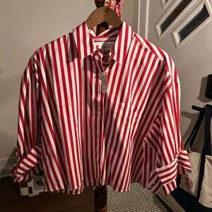 Madewell Red and White Striped Casual Shirt